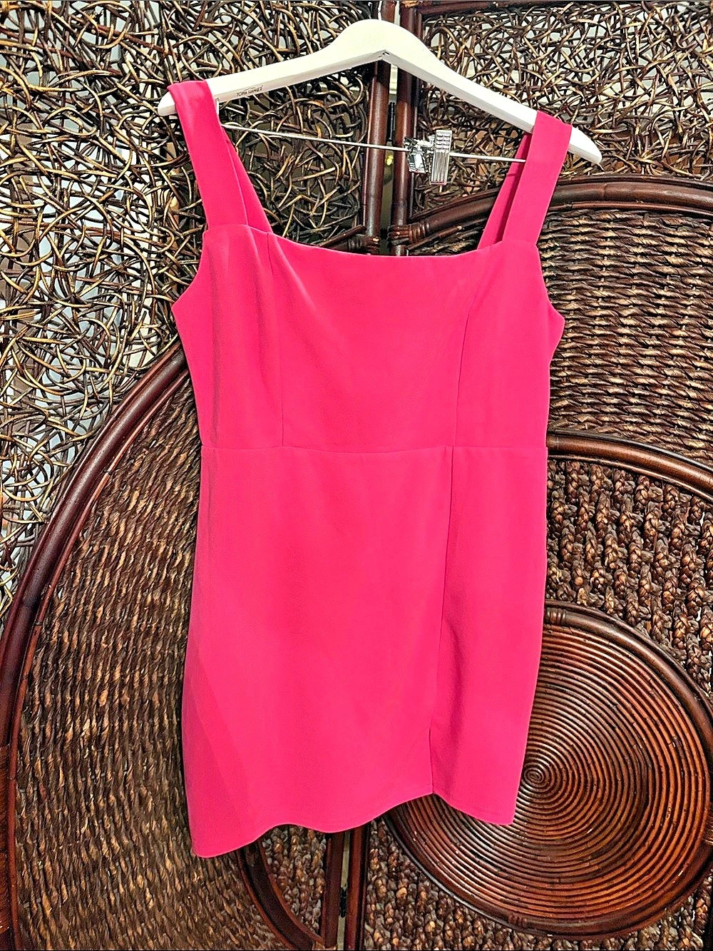 Lulus Enticing Endeavors Hot Pink Square Neck Sleeveless Skort Romper Skort